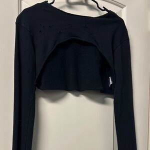 Women's Black Long Sleeve Shrug Top